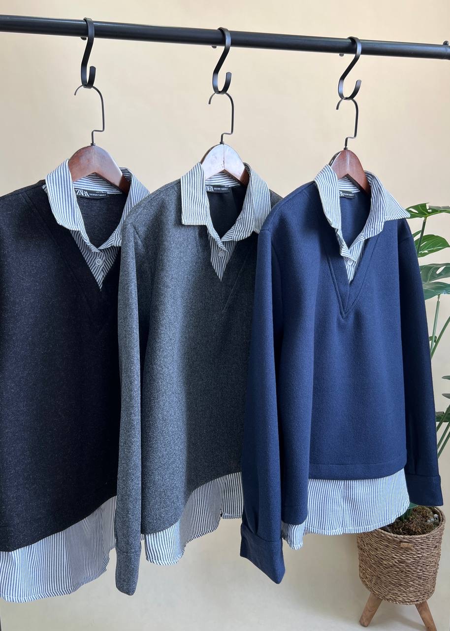 بلوژ یقه راه راه